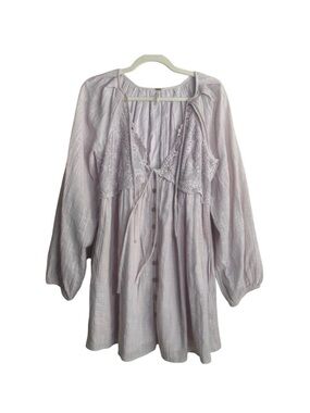 Free People - Light Lavender Boho Crochet Babydoll Dress